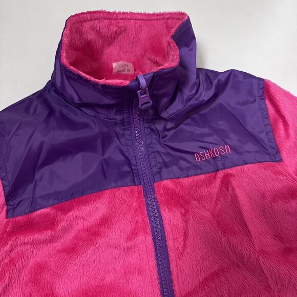 OshKosh B'gosh Girls Jacket Reversible Windbreaker Fuzzy Pink Purple Cute 5 - Picture 4 of 8